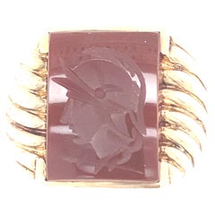 Vintage 1960s 10 Karat Yellow Gold Carnelian Intaglio Ring
