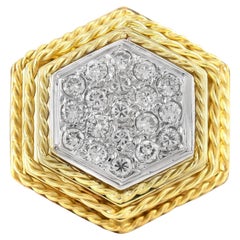 Bague vintage des années 1960, diamant hexagonal de 1,00 carat