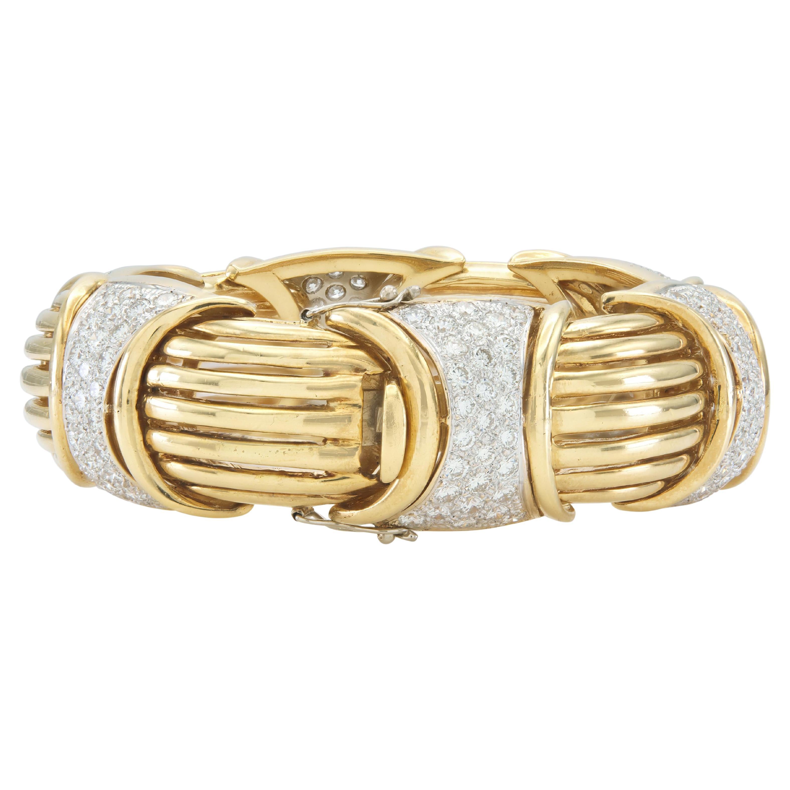 Vintage 1960s 12.00 Carat Diamond Gold Bracelet