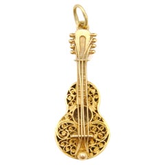 Used 1960s 14K Gold Guitar Charm Pendant