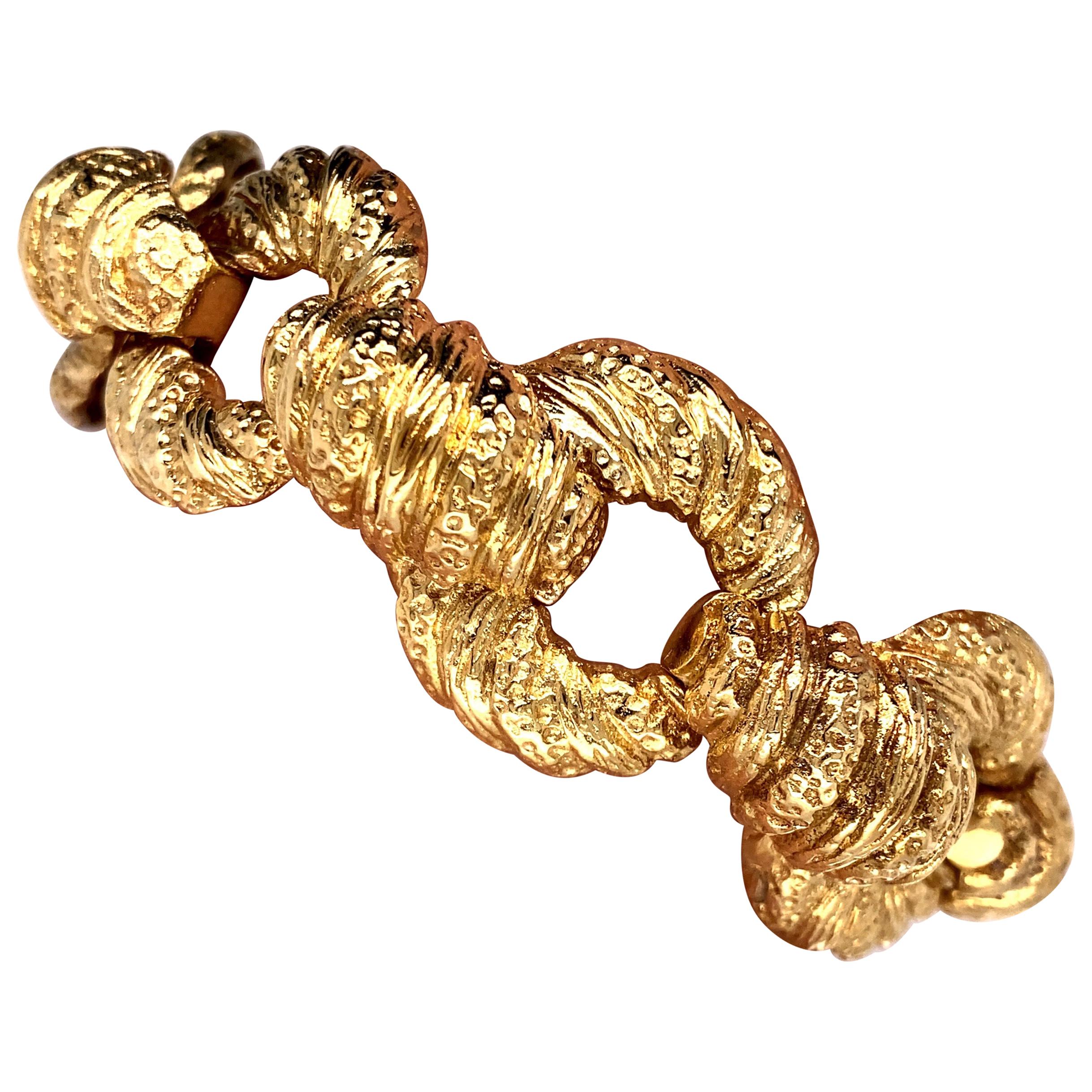 Vintage 1960s 14 Karat Yellow Gold Heavy Link Bracelet