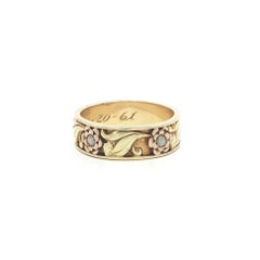 Vintage-Ewigkeitsring aus den 1960er Jahren, 14 Karat Grün- und Roségold sowie Palladium mit Blumenmuster, Größe 6