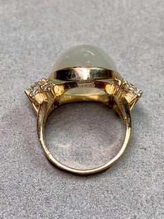 Vintage 1960’s 14K Large Cabochon Moonstone Marquise Diamond Cocktail Ring