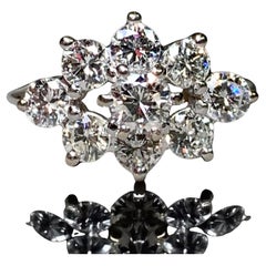 Vintage 1960’s 14K Prong Set Diamond Cluster Cocktail Ring G Vs1 Sz 7.5