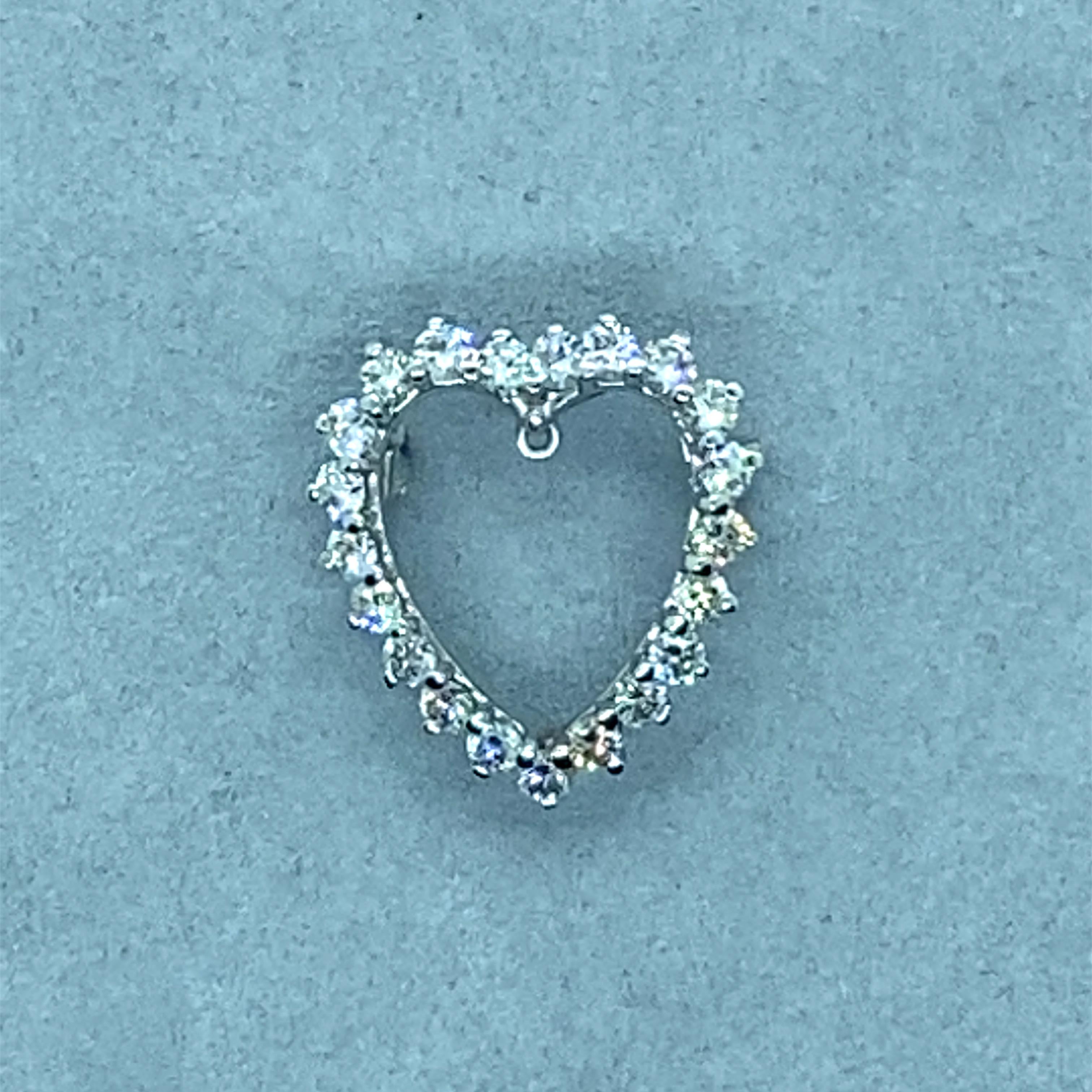 Women's Vintage 1960’s 14K White Gold Diamond Heart Pin and Pendant For Sale