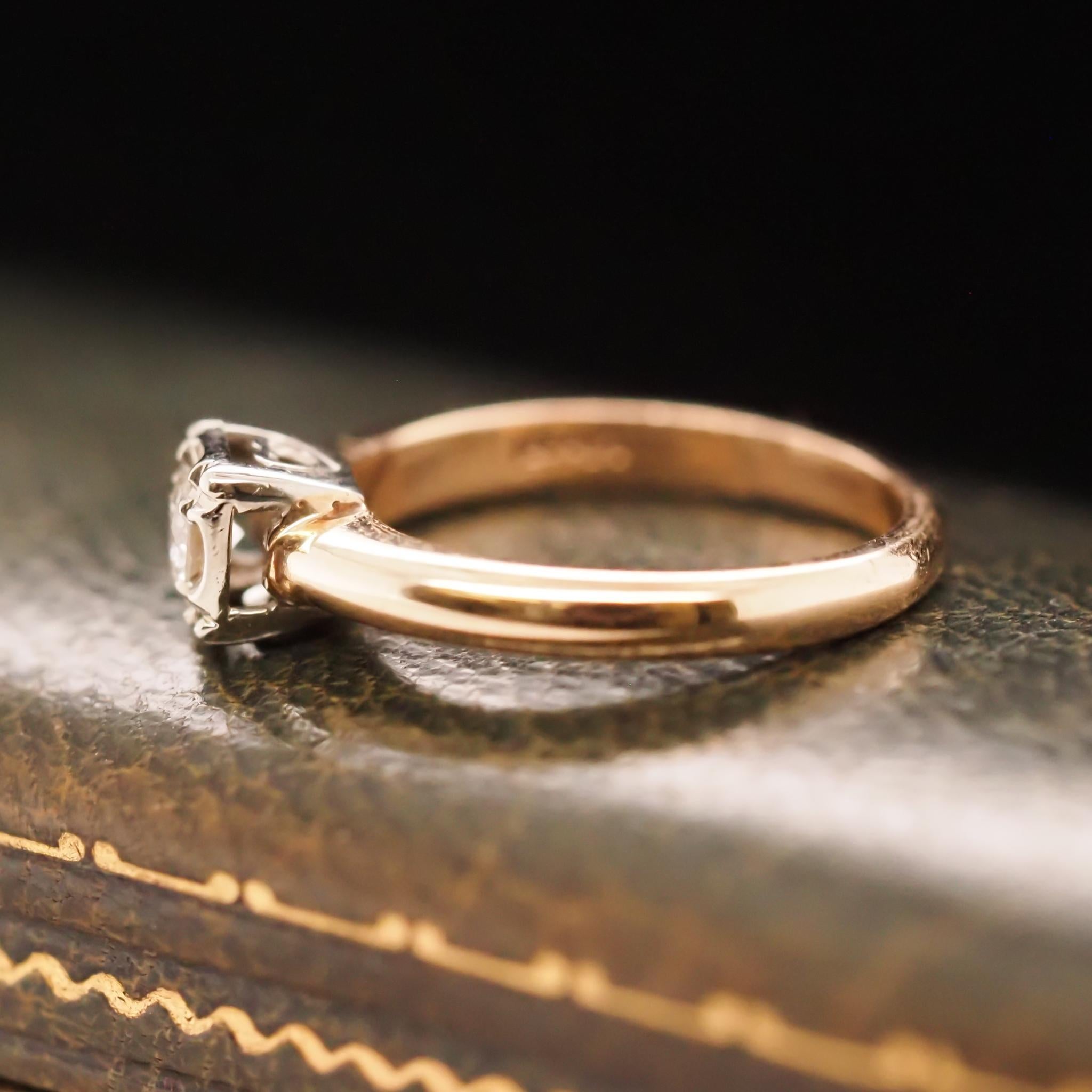 Vintage 1960s 14K Yellow Gold .15ct Diamond Engagement Ring For Sale 2