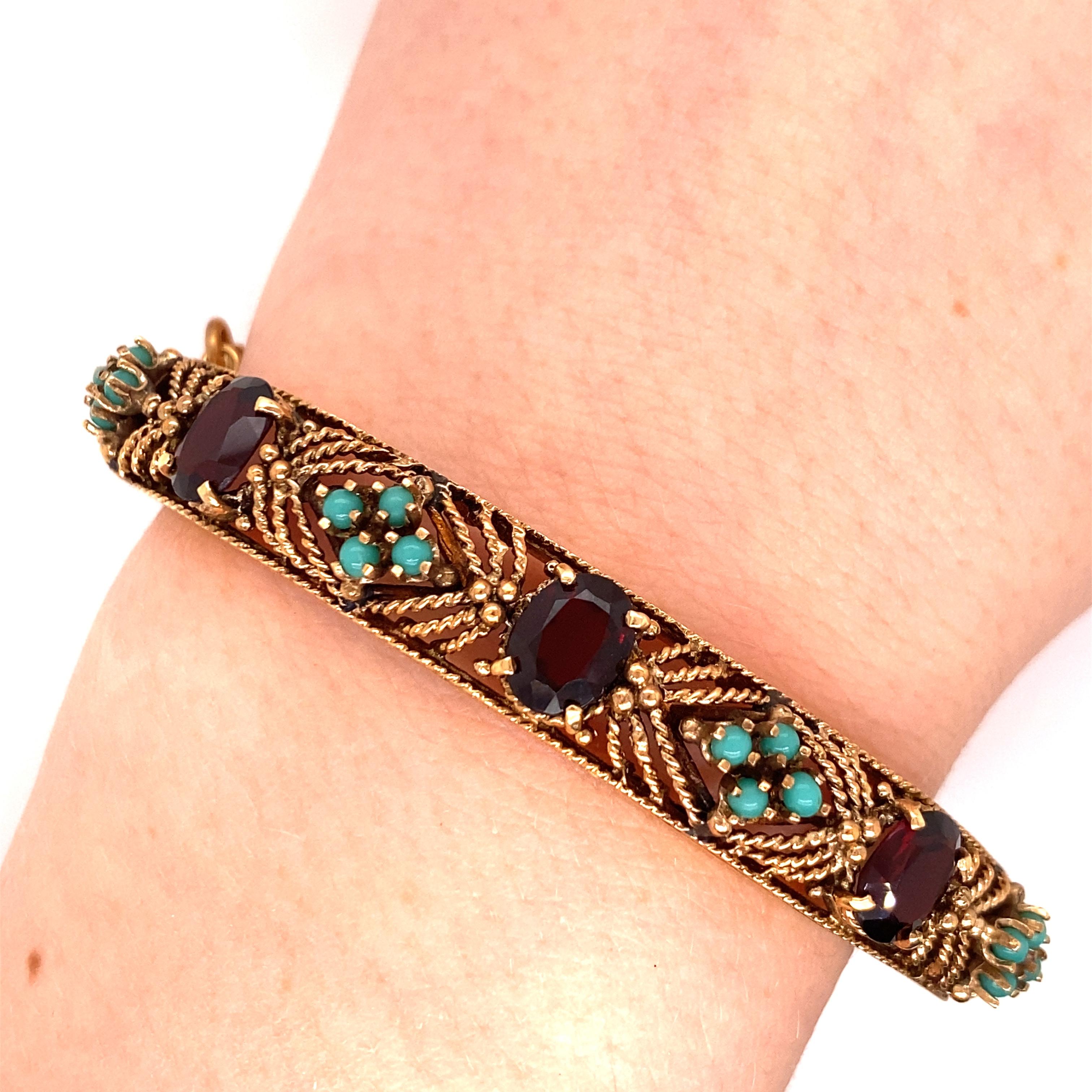 14k gold and turquoise bracelet