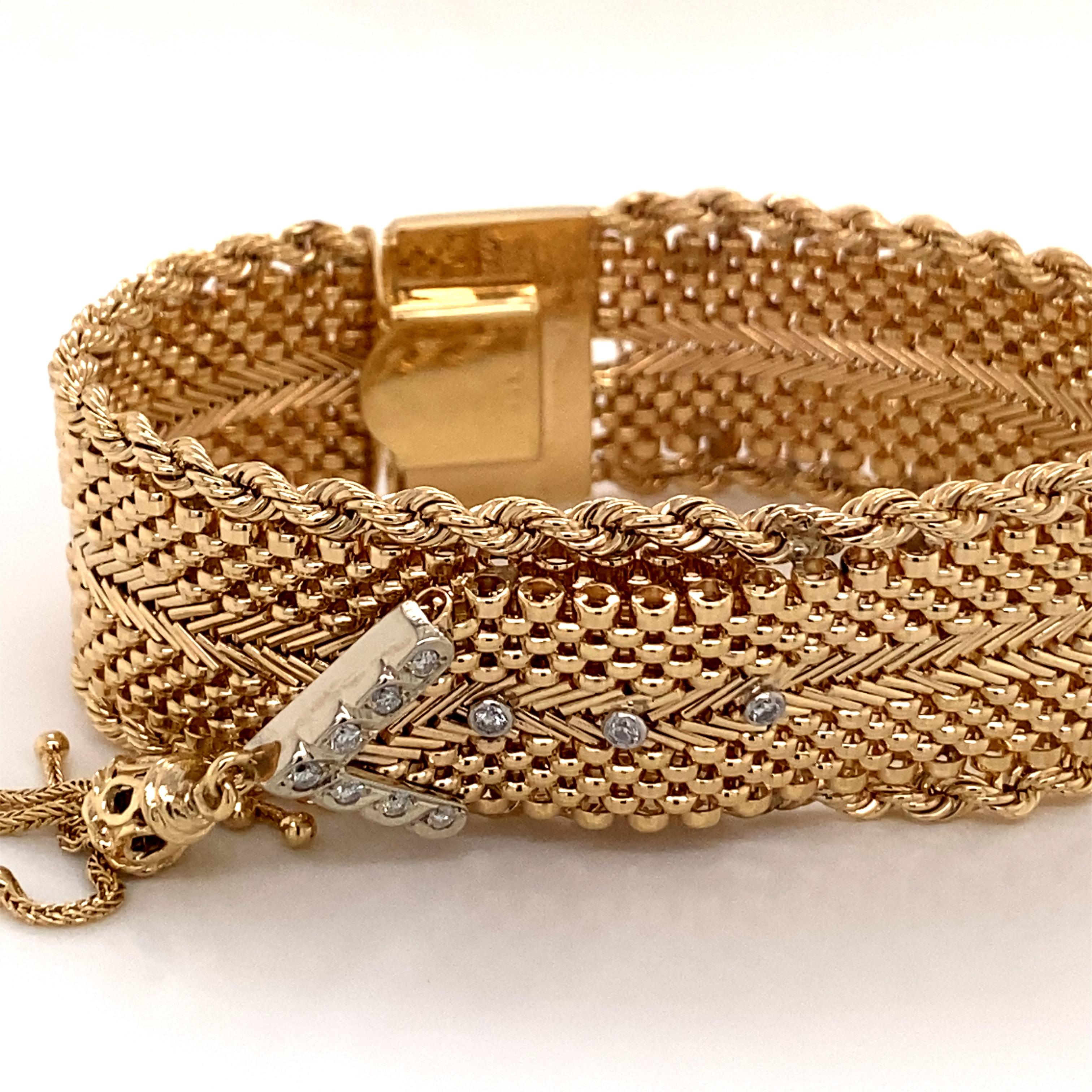 Women's Vintage 1960's 14k Yellow Gold Mesh Belt Bracelet