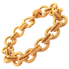 Vintage 1960s 18 Karat Yellow Gold Coiled Link Bracelet