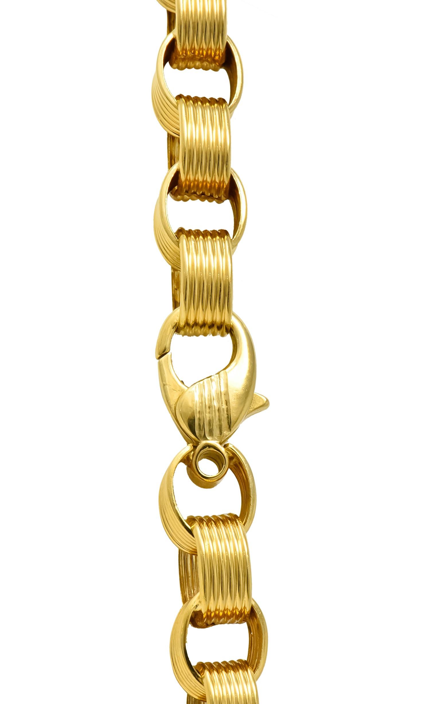 Vintage 1960s 18 Karat Yellow Gold Large Linked Rolo Chain Necklace In Excellent Condition In Philadelphia, PA