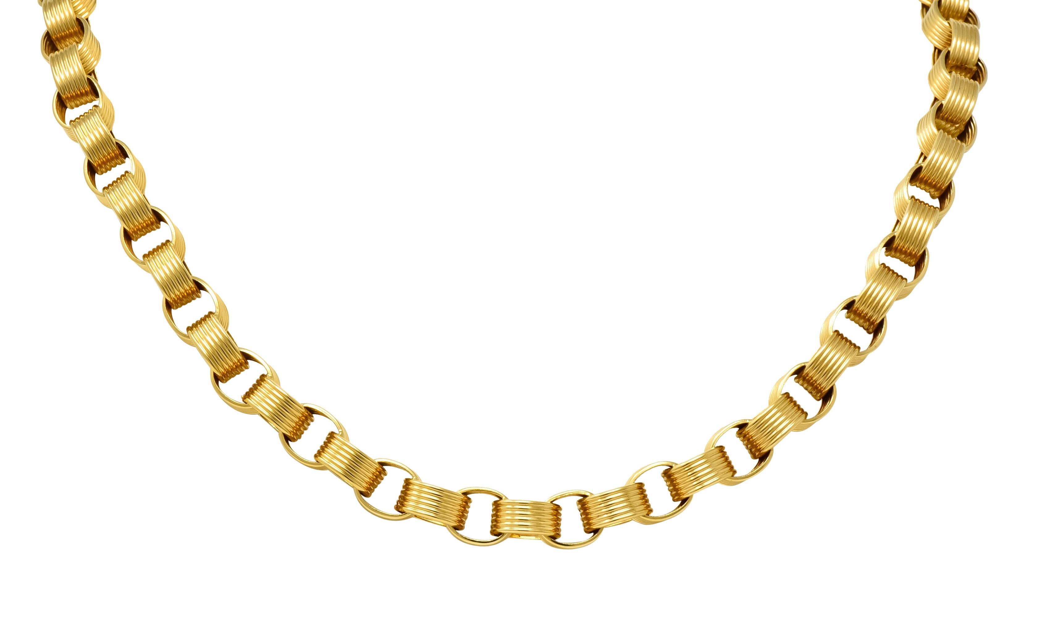 Vintage 1960s 18 Karat Yellow Gold Large Linked Rolo Chain Necklace 1