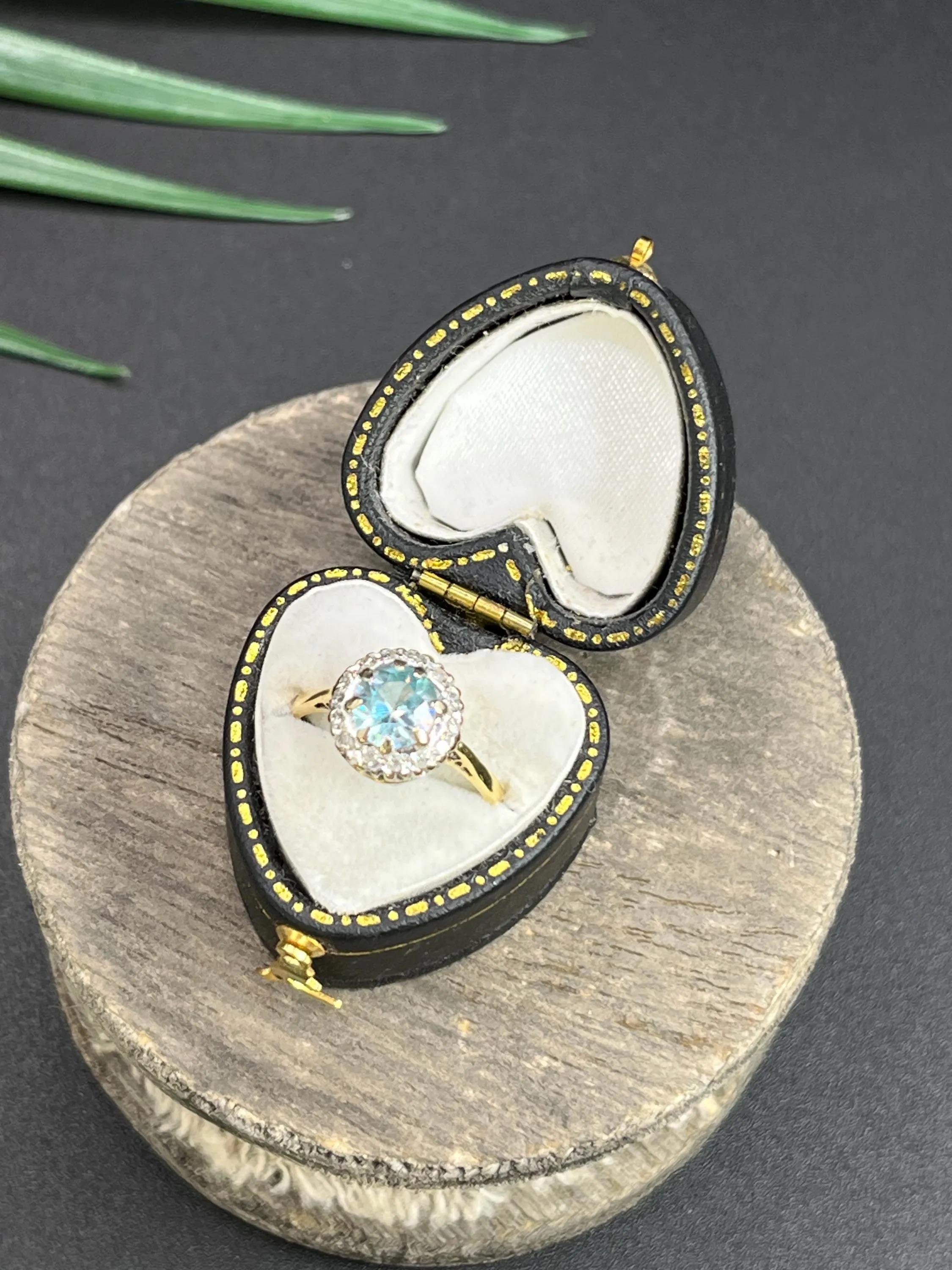 Anello a grappolo con zircone e diamante in oro 18 ct, Vintage By, anni '60 in vendita 6