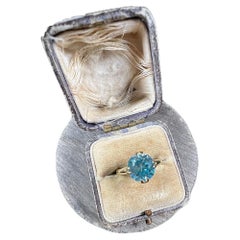 Vintage 1960s 18ct Gelbgold, runder, facettierter Single Stone Zirkon Ring