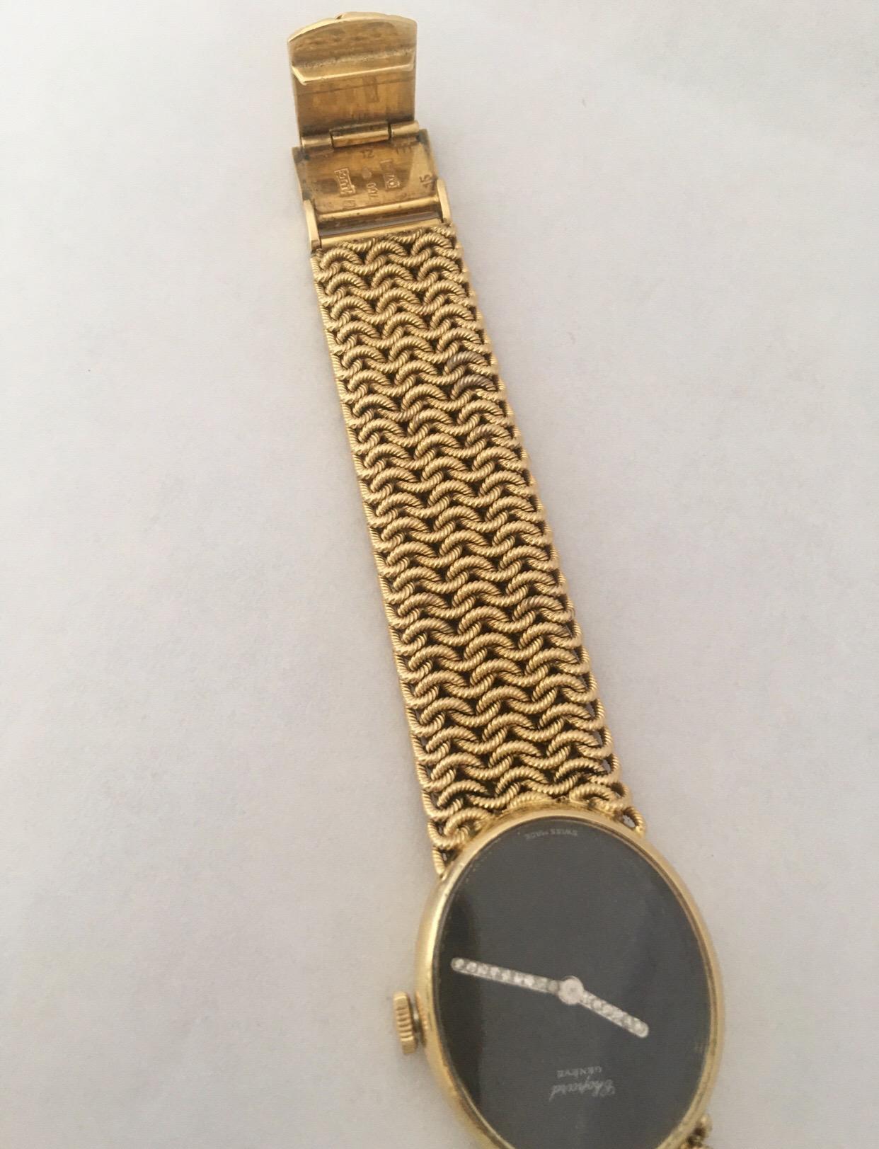 Vintage 1960s 18 Karat Gold and Diamonds Chopard Ladies Mechanical Watch For Sale 2