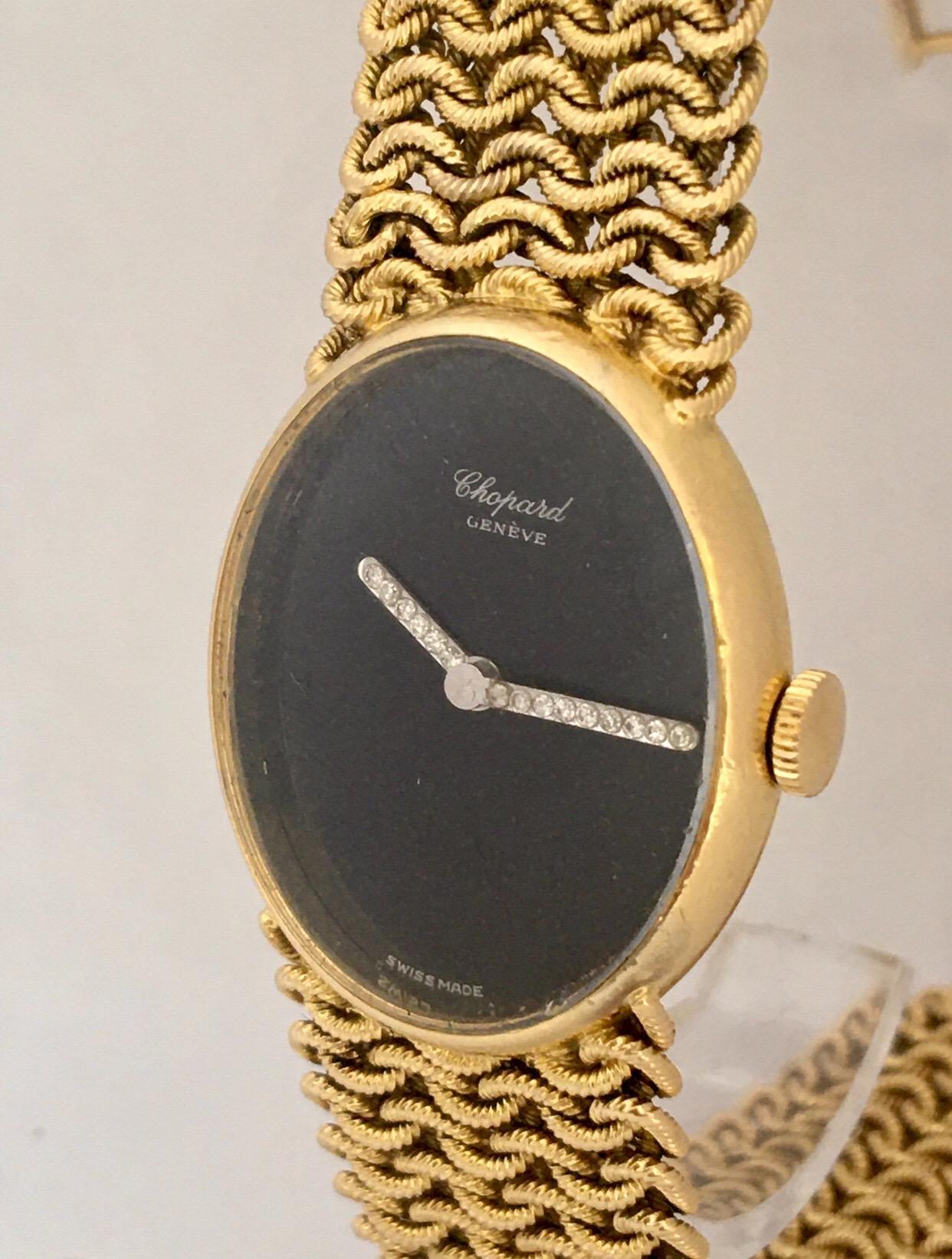 Vintage 1960s 18 Karat Gold and Diamonds Chopard Ladies Mechanical Watch For Sale 3