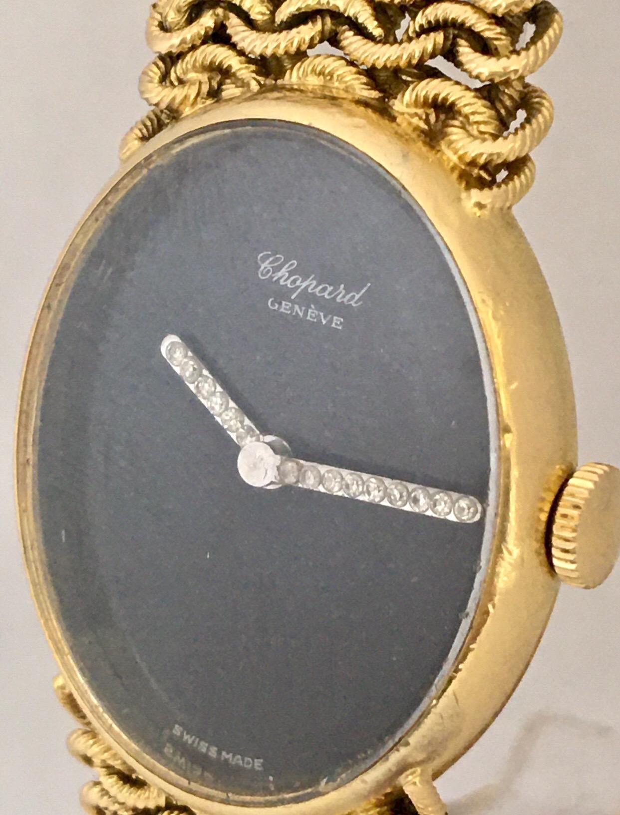 Vintage 1960s 18 Karat Gold and Diamonds Chopard Ladies Mechanical Watch For Sale 5