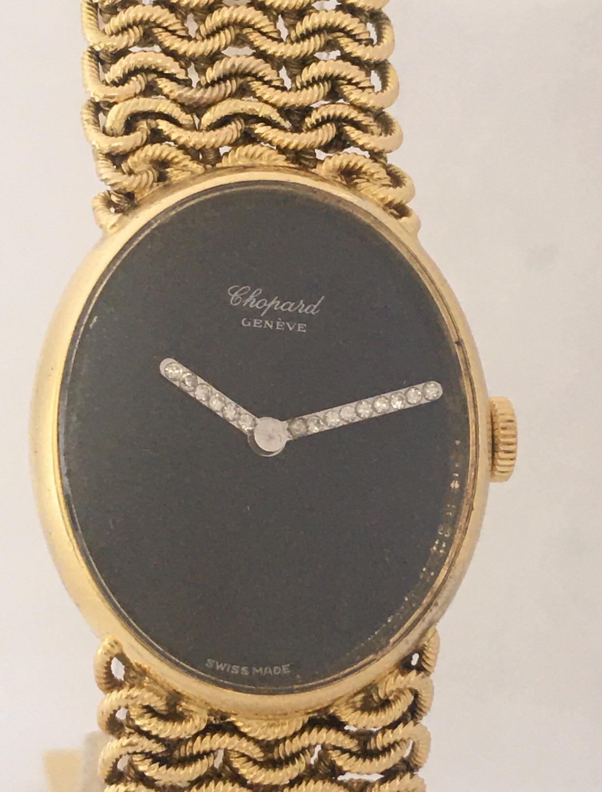 Vintage 1960s 18 Karat Gold and Diamonds Chopard Ladies Mechanical Watch For Sale 6