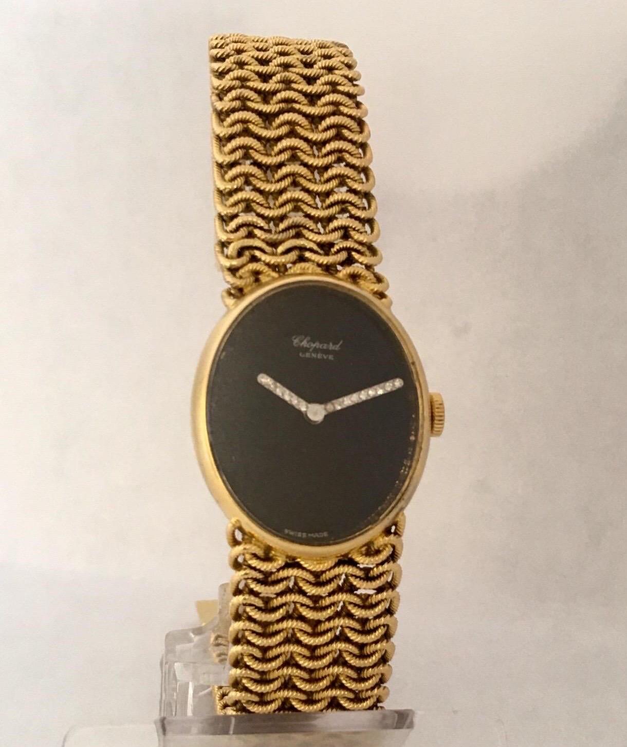 Presenting this exquisitely made ladies diamond and gold cocktail watch from the 1960s
Featuring a remarkably gorgeous and detailed lattice 18k yellow gold bracelet; it’s white diamond hands and black dial face truly a masterpiece in its own right
