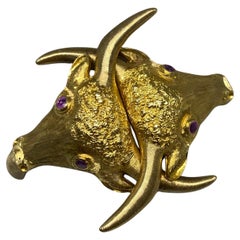 Vintage 1960's 18k Greek Ilias Lalaounis Bull Taurus Clamper Bangle Bracelet