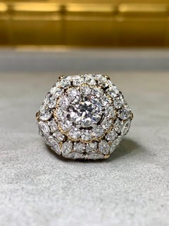 Vintage 1960’s 18K Platinum European Marquise Cut Diamond Cocktail Ring 7.34ctw