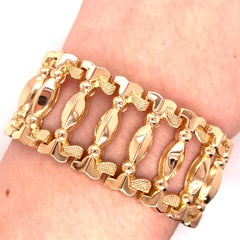 Vintage 1960s 18 Karat Rose Gold Retro Wide Link Bracelet