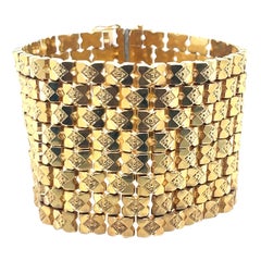 Bracciale Cleopatra extra largo in oro giallo 18 carati vintage del 1960