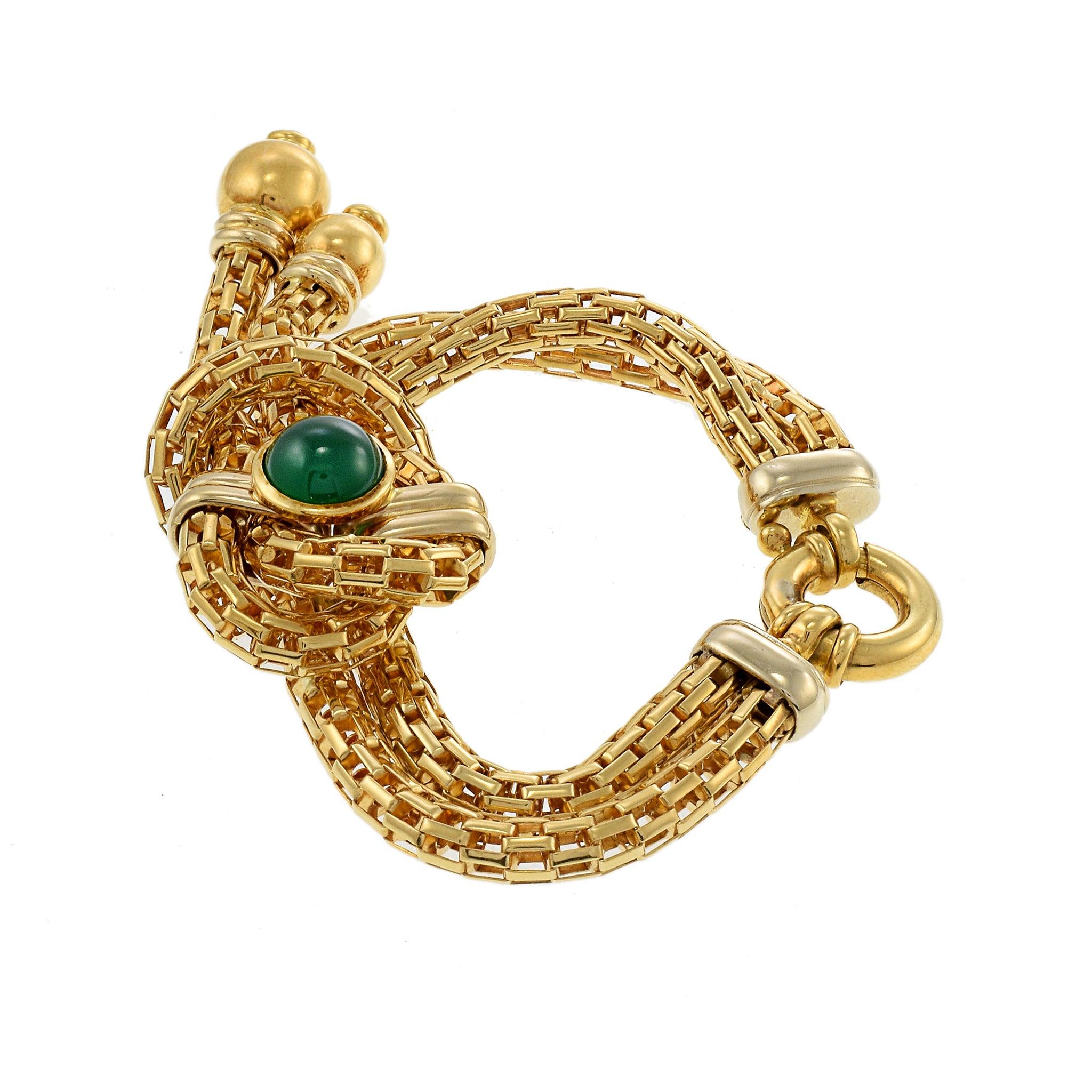 Bracelet vintage des années 1960 en or jaune 18KT avec pompons en maille Excellent état - En vente à New York, NY