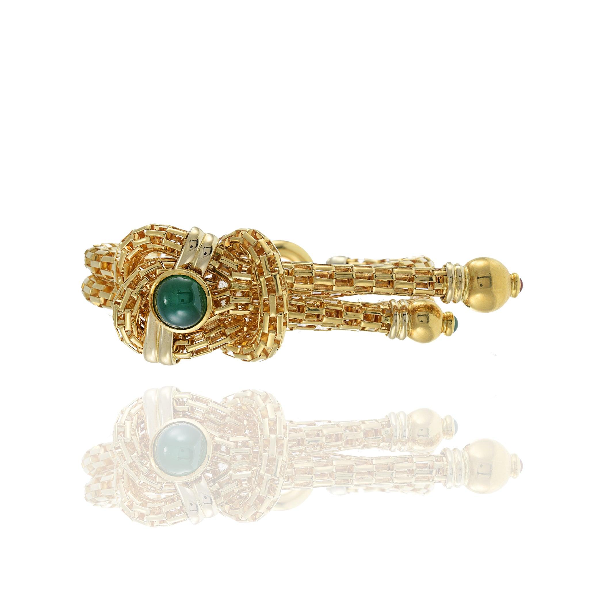 Bracelet vintage des années 1960 en or jaune 18KT avec pompons en maille Pour femmes en vente