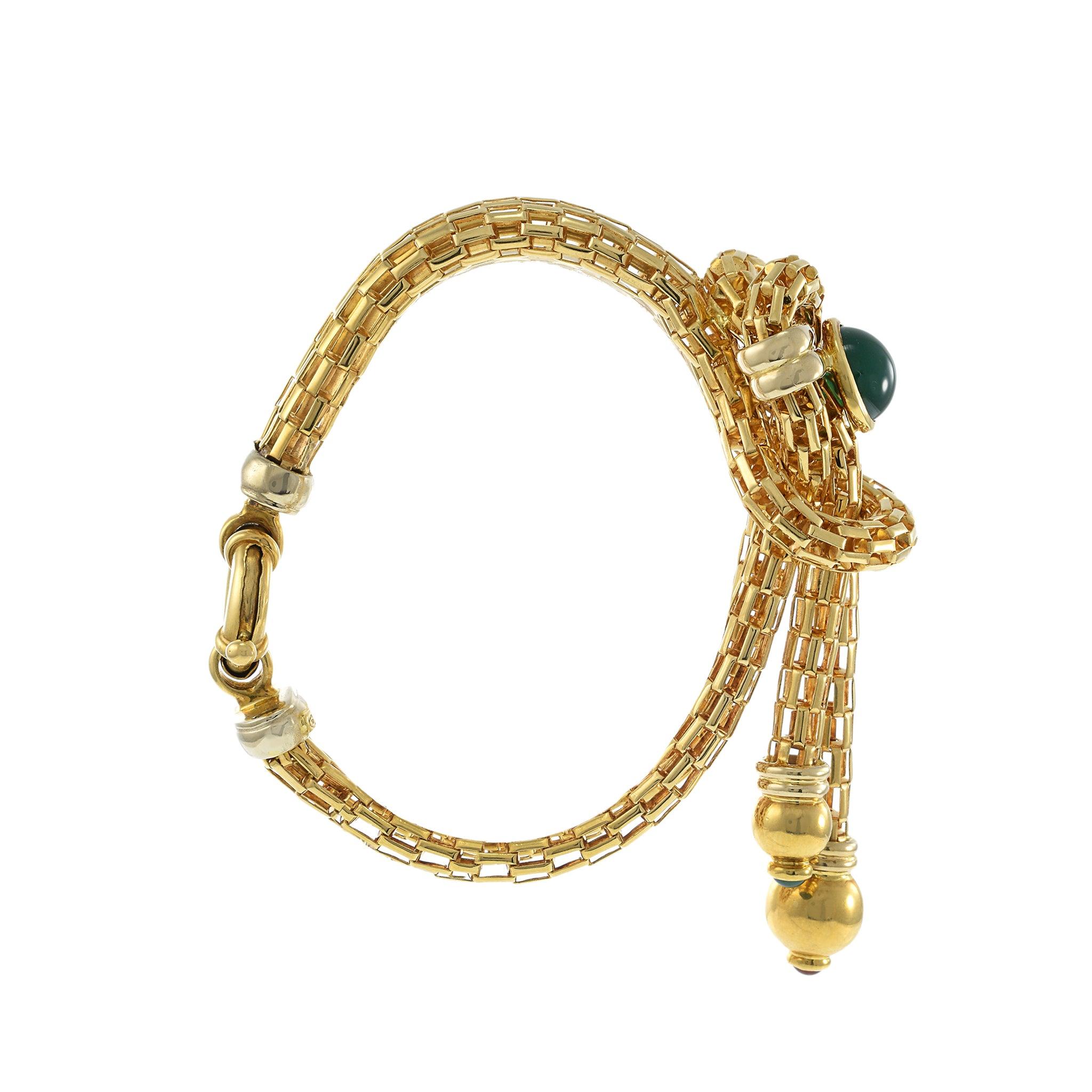 Bracelet vintage des années 1960 en or jaune 18KT avec pompons en maille en vente 3