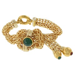 Vintage 1960s 18KT Yellow Gold Mesh Tassel Bracelet