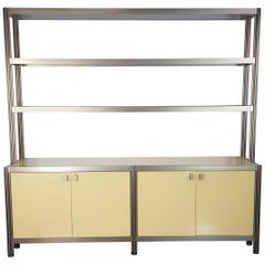 Vintage 1960s-1970s Aluminium and Smoked Glass Credenza by George Ciancimino
