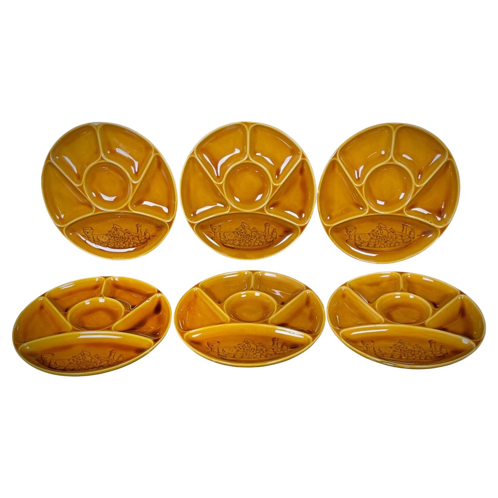 Juego vintage de 6 platos Raclette Gien de los años 1960-1970 - 2Y475