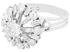 Vintage 1960s 2.00 Carat Diamond and White Gold Cluster Ring