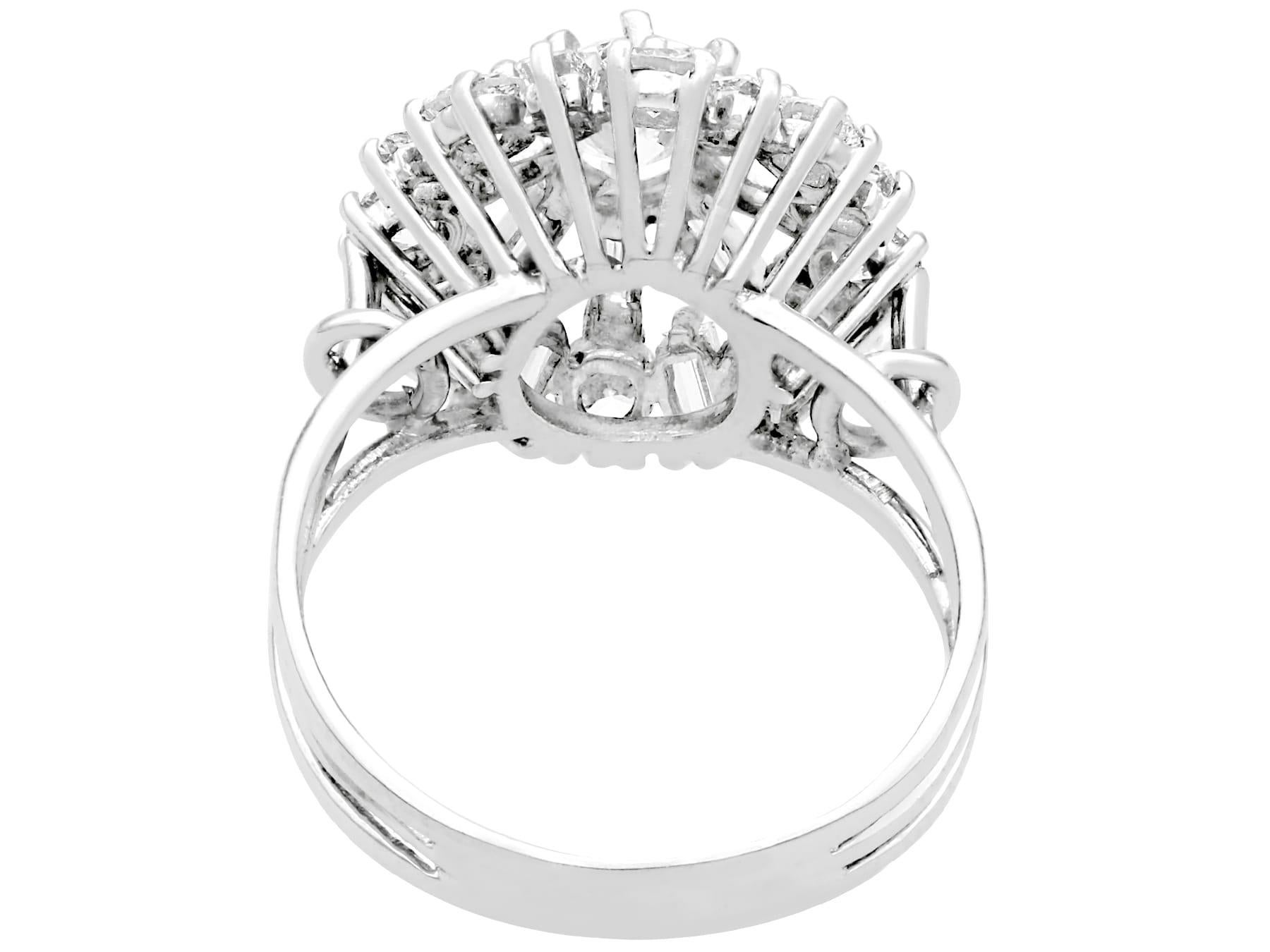 Round Cut Vintage 1960s 2.00 Carat Diamond and White Gold Cluster Ring For Sale
