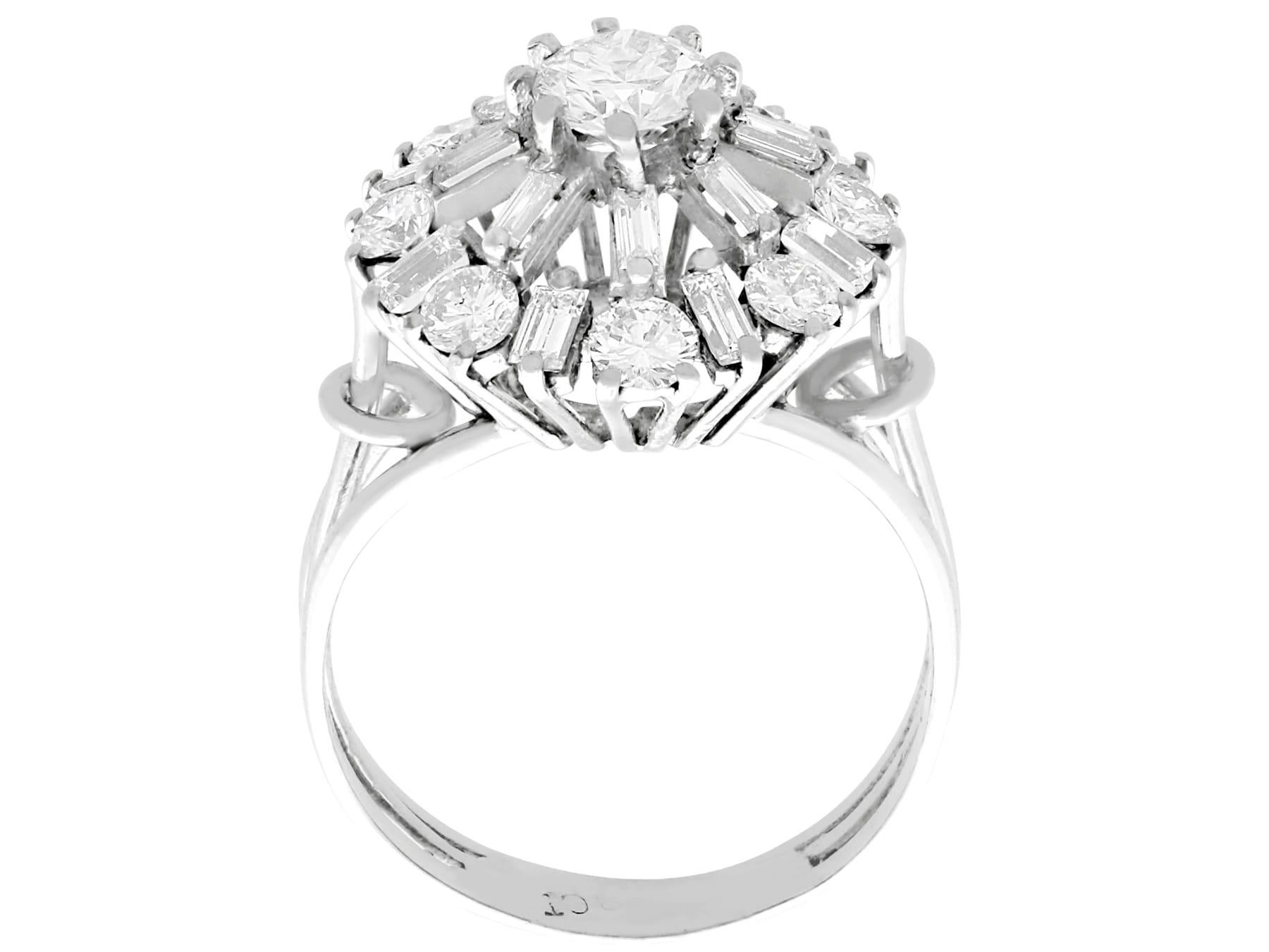 Vintage 1960s 2.00 Carat Diamond and White Gold Cluster Ring In Excellent Condition For Sale In Jesmond, Newcastle Upon Tyne