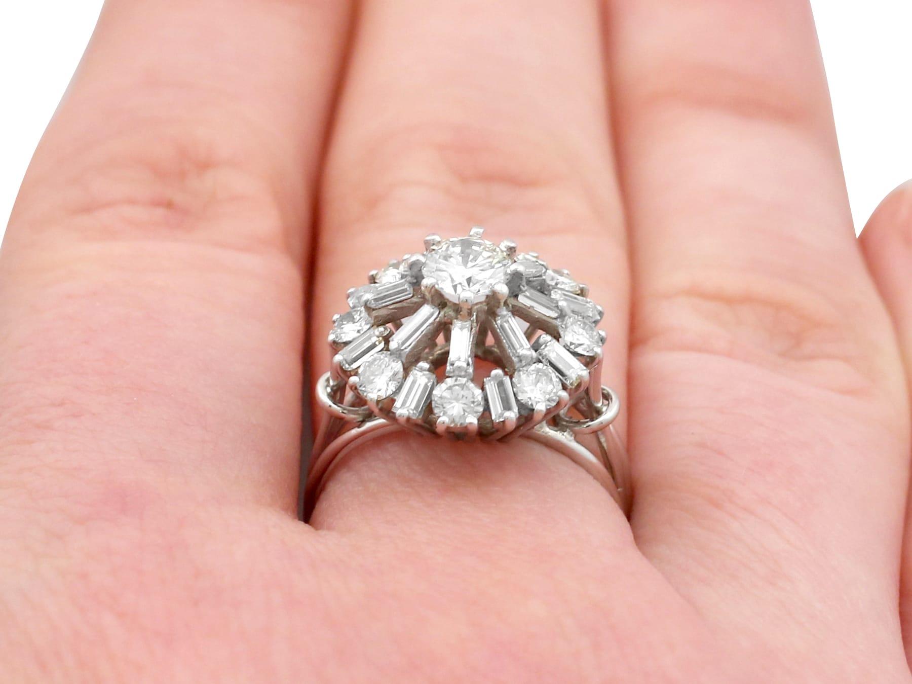 Vintage 1960s 2.00 Carat Diamond and White Gold Cluster Ring For Sale 2