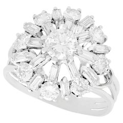 Vintage 1960s 2.00 Carat Diamond and White Gold Cluster Ring