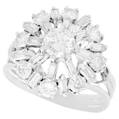 Retro 1960s 2.00 Carat Diamond and White Gold Cluster Ring