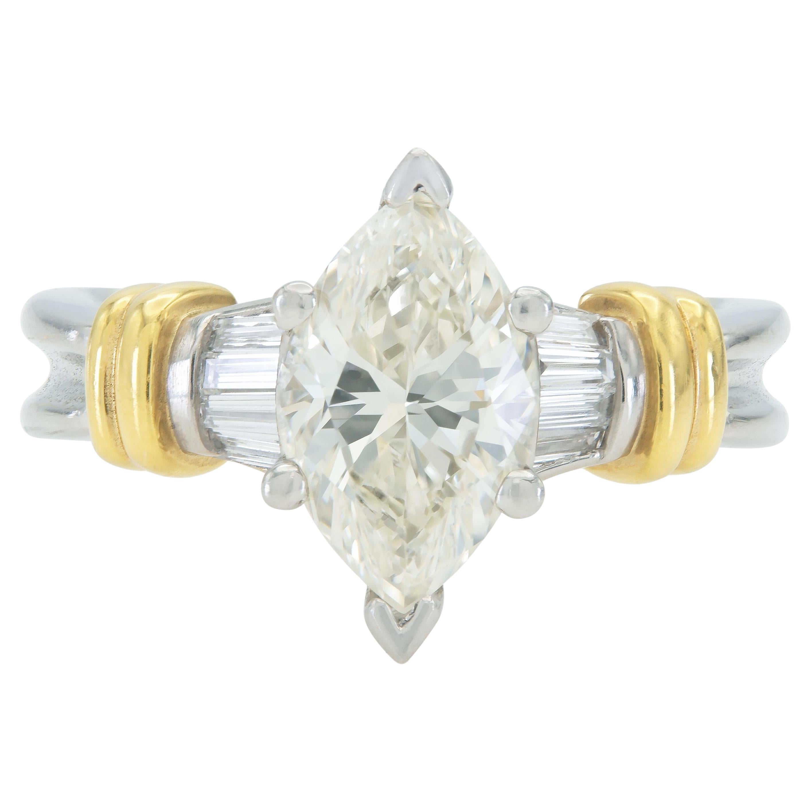 Vintage 1960er Jahre 2,10 Karat Diamant-Verlobungsring mit Marquise-Schliff