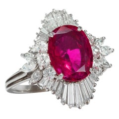 Vintage 1960s 3.2 Carat Ruby and 2.4 Carat Diamond Gold Ballerina Entourage Ring