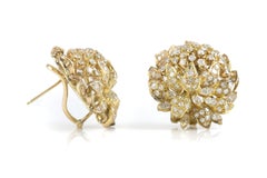 Vintage 1960s 5.00 Carat Diamond Cabbage Earrings