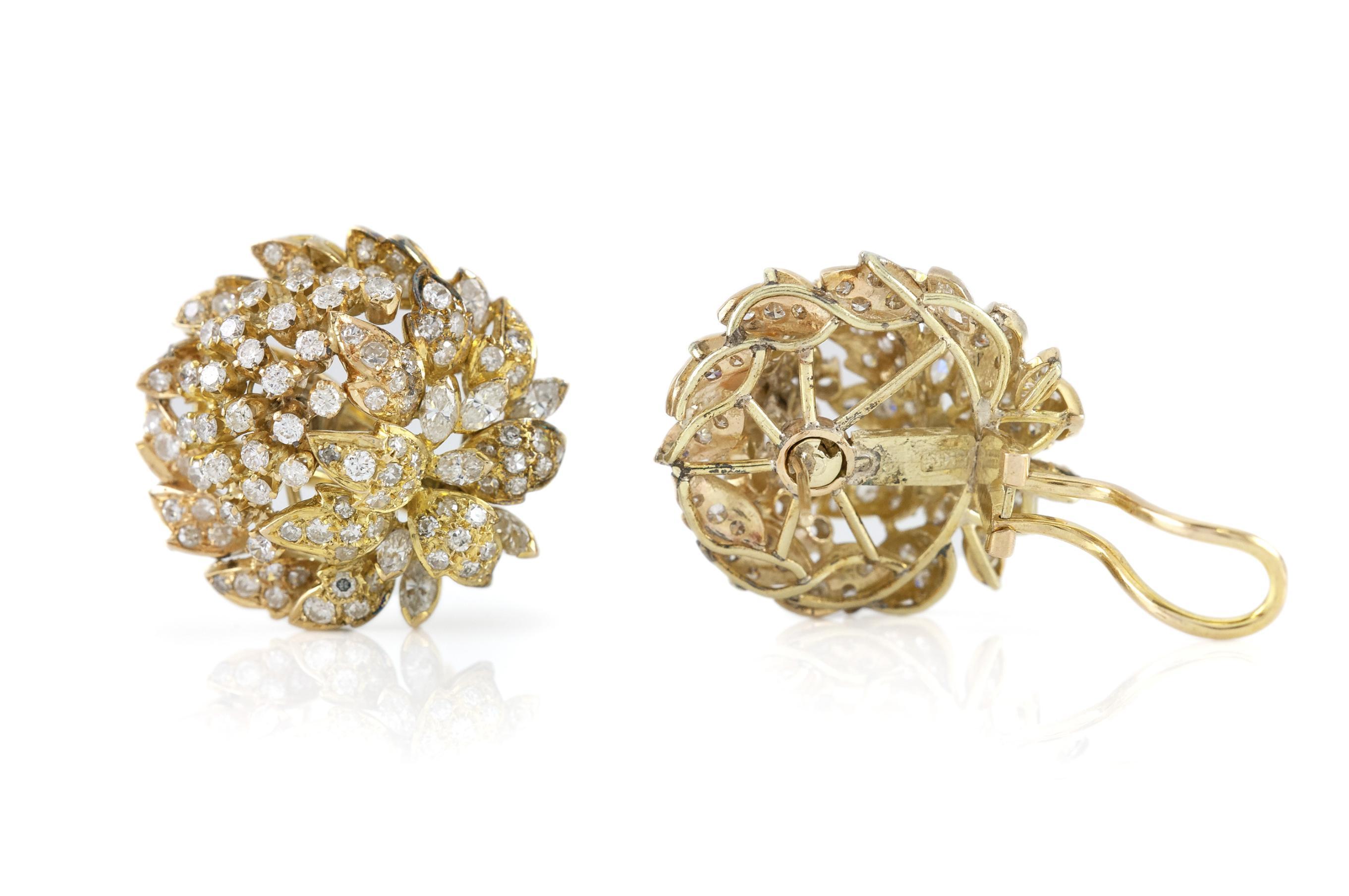 Vintage 1960er Jahre 5,00 Karat Diamant Kohl Ohrringe im Zustand „Gut“ im Angebot in New York, NY