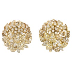 Vintage 1960s 5.00 Carat Diamond Cabbage Earrings