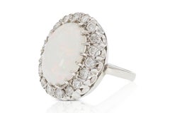Vintage 1960s 5.00 Carat Opal Ring with Diamonds