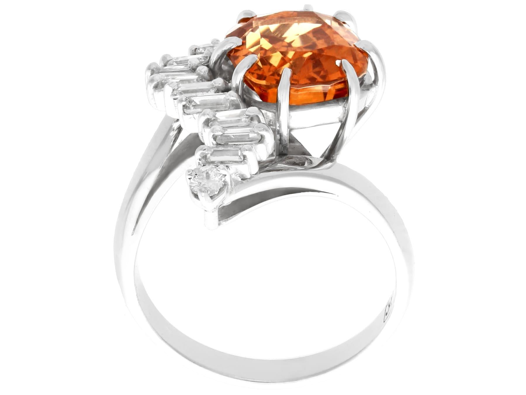 Vintage 1960s 5.29 Carat Garnet Diamond White Gold Cocktail Ring For Sale 2