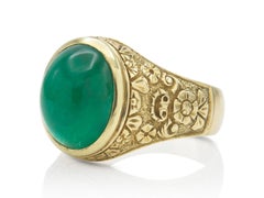 Vintage 1960s 6.00 Carat Cabochon Emerald Ring