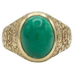 Vintage 1960s 6.00 Carat Cabochon Emerald Ring