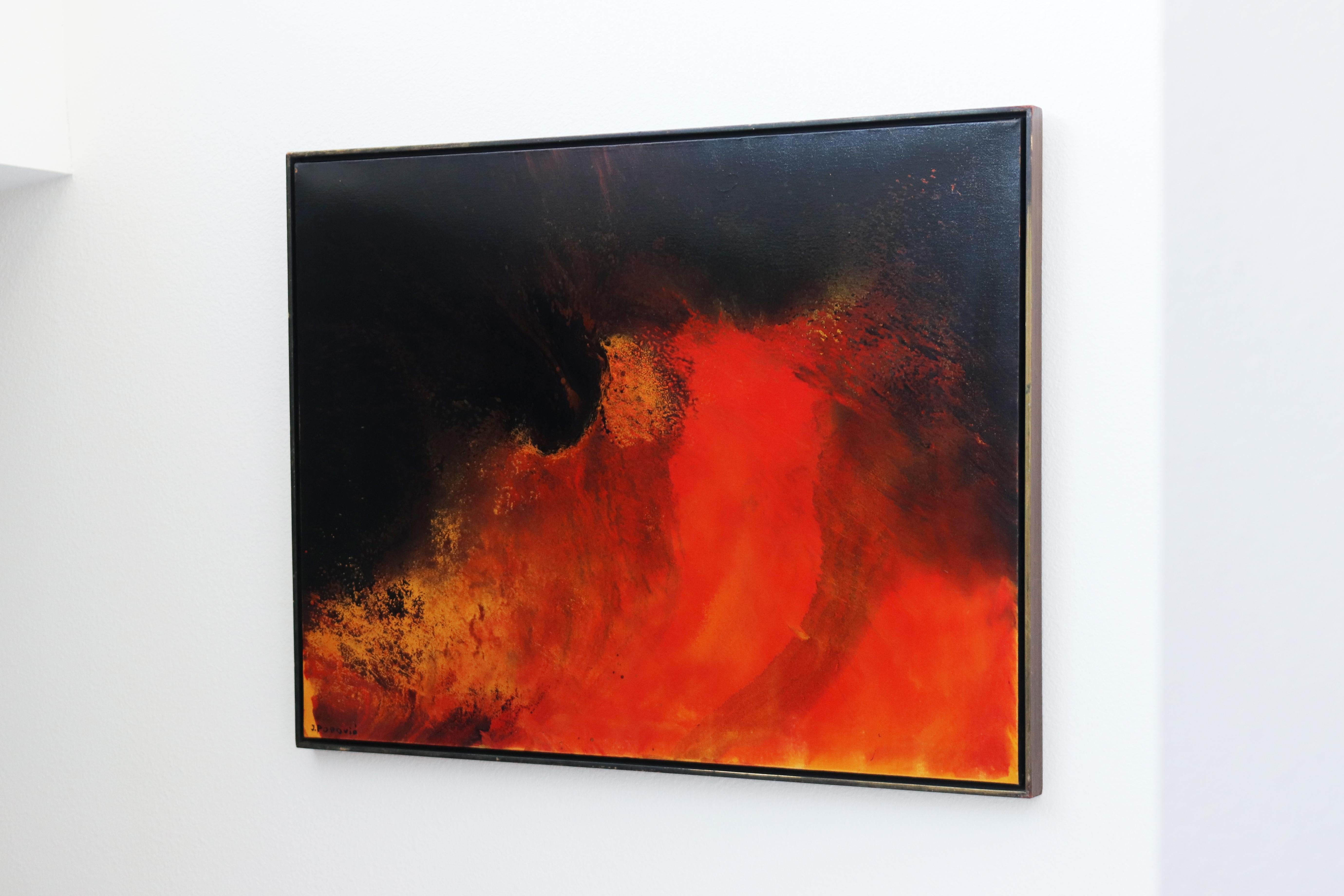 Vintage 1960s Abstract Painting by John Popovic In Good Condition For Sale In Oxnard, CA