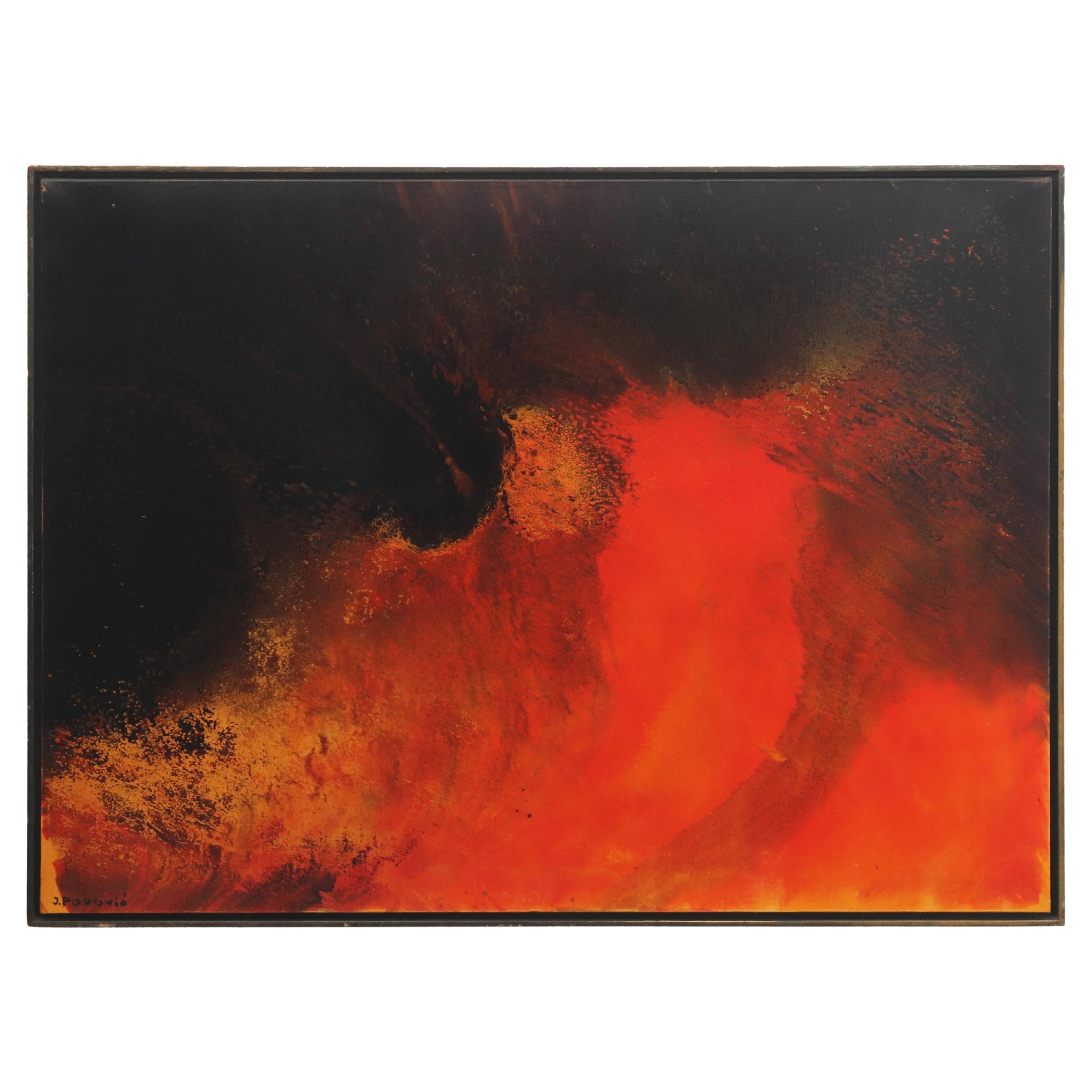 Vintage 1960s Abstract Painting by John Popovic For Sale