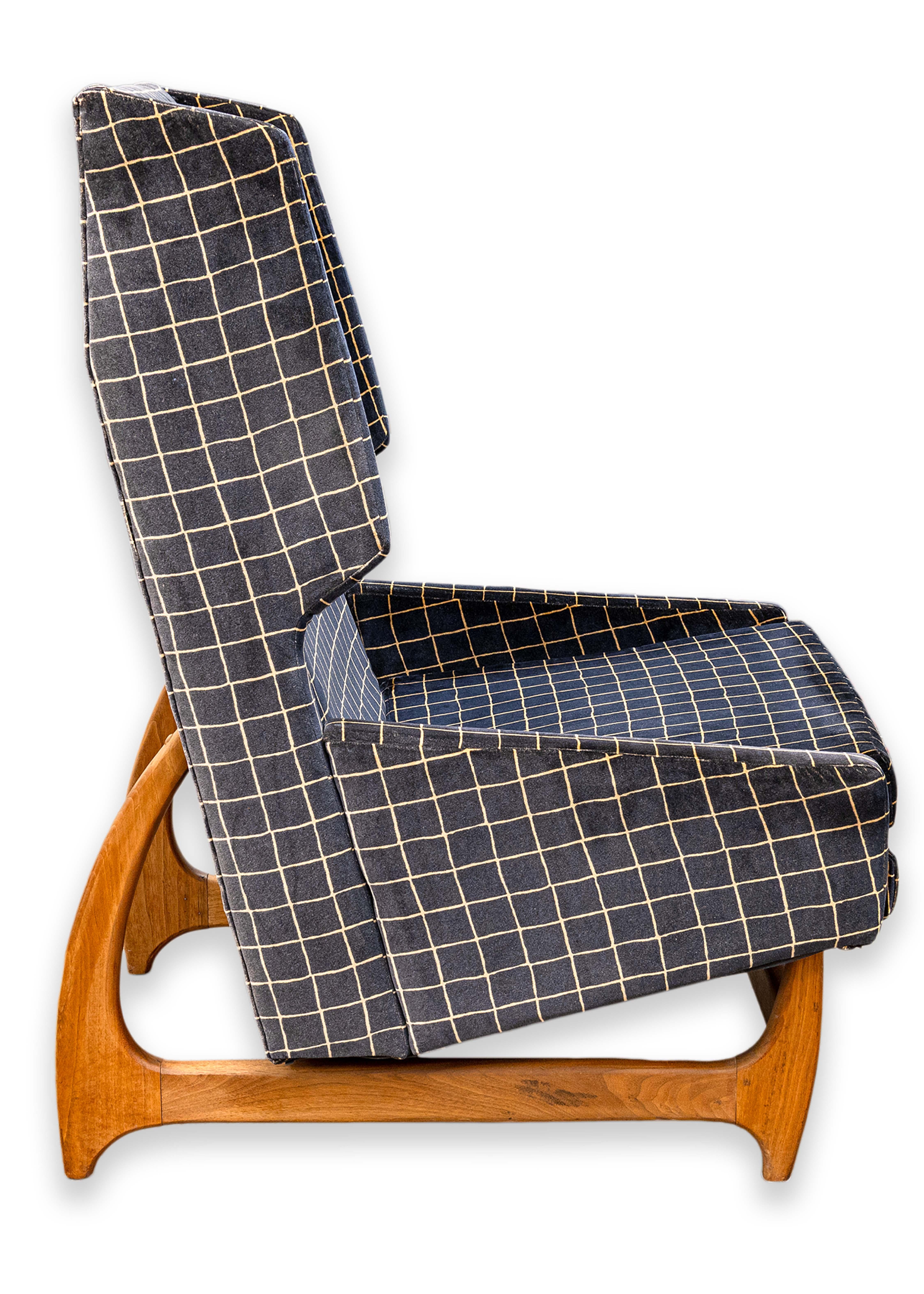Vintage 1960s Adrian Pearsall Style Highback Mid Century Modern Lounge Chair For Sale 6